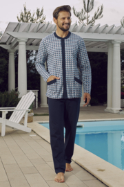 Italian Fashion Alden- lange pyjama voor heren - 100% jersey katoen, blauw