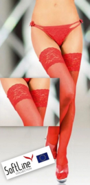 Softline Collection - Elegante hold-up kousen met kanten rand - rood