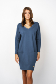 Sweatjurk uit katoen - Italian Fashion Karina - tuniek met lange mouwen - Marineblauw/Jeans