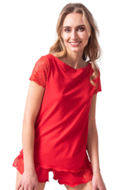 Eldar Nicola shortama met kant- rood- viscose