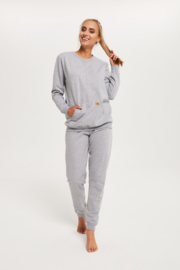 Italian Fashion | Fox | dames set | lange mouwen | katoenen trainingspak voor vrouwen | huispak | winter pyjama | grijze gemêleerde kleur