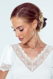 Eldar Akira stijvolle damesblouse met kant afwerking, ecru