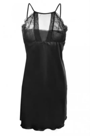 Hoogwardige satijn chemise zwart- Dorothy