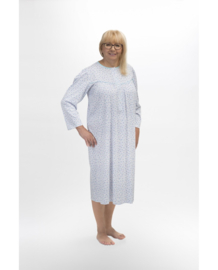 Martel Bogna nachthemd - lange mouwen- 100% katoen  wit/blauw | KORTING