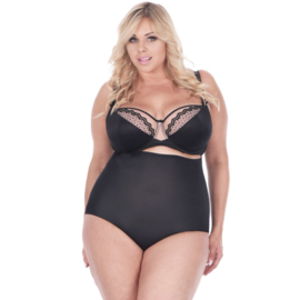 Corrigerende slip met hoge taille - onzichtbare afslankslip - satijnen shapewear - zwart