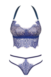 Obsessive Flowlace Kanten lingerie set - Blauw