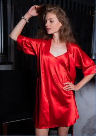 Hoogwardige satijn chemise rood- Karen