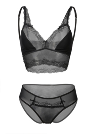 Sexy top en slipje lingerie set - gemaakt van tule en kant - zwart - Lidia DKaren