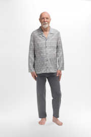 Martel- Antoni- pyjama- grijs- geruit patroon 100% katoen - gemaakt in Europa