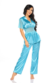 Elegante satijnen pyjama met kant - Beauty Night Missy, Turquoise