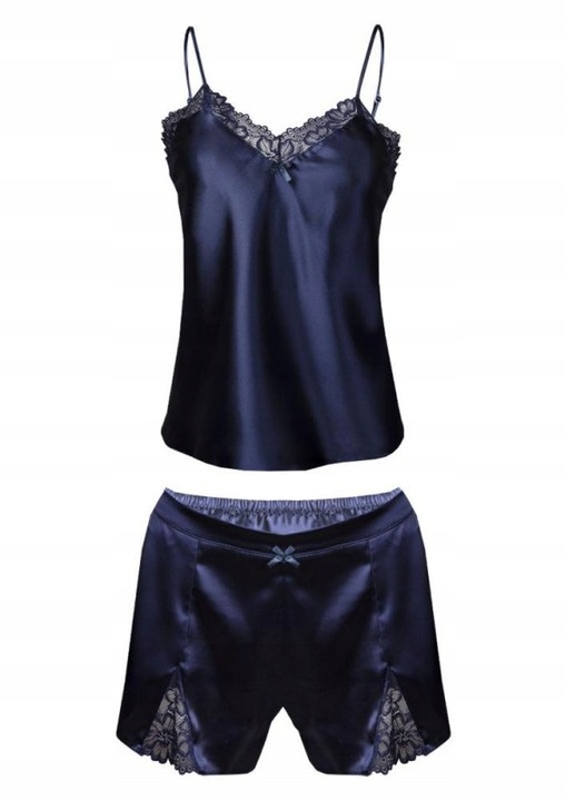 DKaren | Satijnen shortama | Samantha |  marineblauw | maten: S-2XL |  cadeau vrouw |
