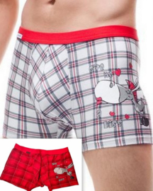 Cornette - heren katoen shorts- rood- Give me a kiss - Valentijnsdag cadeau -