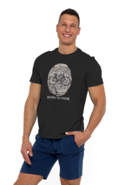 T-shirt van 100% katoen met decoratief fietsmotief - zwart