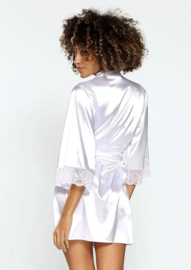 DKaren | Belinda | Witte Kimono Satijn | S- 2XL | uitlopende mouwen |  trouwlingerie