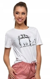 Dames  t-shirt | katoen | katten afdrukken