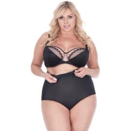 Corrigerende slip met hoge taille - onzichtbare afslankslip - satijnen shapewear - zwart