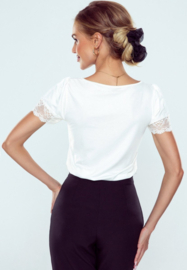 Eldar Akira stijvolle damesblouse met kant afwerking, ecru