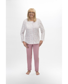 Martel Maria dames pyjama - wit/lichtroze - 100 % katoen