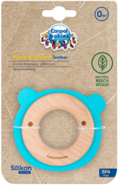 Canpol Babies bear houten bijtring blauw, 0+ m