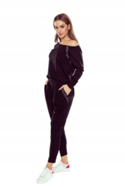 Eldar Felicity  - Stijlvol viscose trainingspak met elegante gouden accenten -  gemaakt in Europa - hoogwaardig huispak - Lange Mouw  Broek - zwart