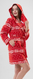 Vienetta dames fleece  winter badjas | rood dikke badjas |  Lange Mouw | Winter Pyama Dames Volwassenen