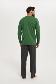 Italian Fashion Jansen- pyjama voor heren - 100% katoen, groen/grijs