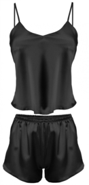 DKaren satijnen korte pyjama - satijn shortama set  - zwart