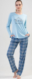 Mooie katoenen damespyjama in de kleur blauw