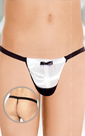 G-string met satijn aanzicht wit