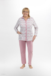 Martel- Elzbieta dames pyjama-lange mouwen- licht roze- 100 % katoen