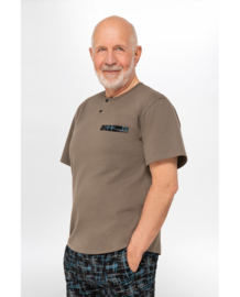 Martel  | Eryk |   heren pyjama | korte mouwen | zomer pyjama |  M- 4XL |  100% katoen | khaki
