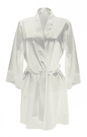 DKaren | Belinda | Witte Kimono Satijn | S- 2XL | uitlopende mouwen |  trouwlingerie