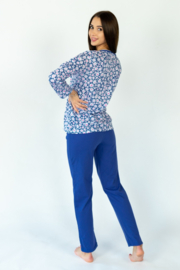 Kuba Irena |  blauwe katoenen damespyjama met lange mouwen | KORTING