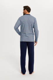 Italian Fashion Alden- lange pyjama voor heren - 100% jersey katoen, blauw