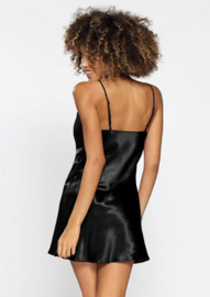 Hoogwardige satijn chemise zwart- Karen