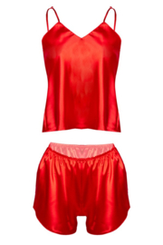 DKaren satijn shortama set -rood