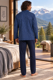 Herenpyjama 100% katoen – Donkerblauw
