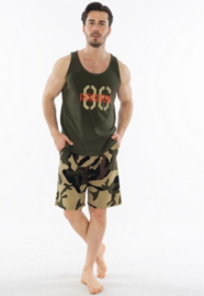 Vienetta Militaire Camo heren pyjama t-shirt + shorts - 100 % katoen