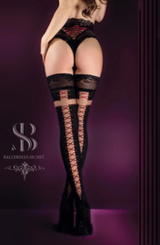 Studio Collants erotische hold-up kousen- zwart/rood -  op=op