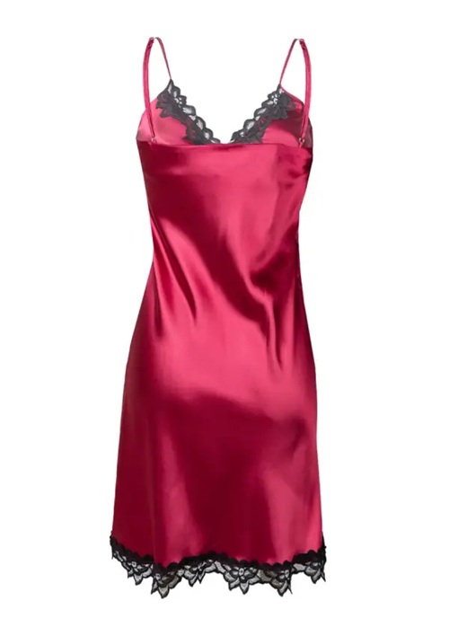 Satijnen nachthemd met kant - Viola- bordeaux rood