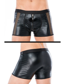 Andalea herenboxers-  wetlook materiaal met ritssluiting - zwart