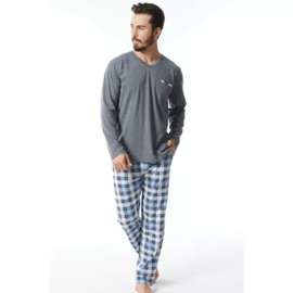 Grijze katoenen pyjama voor heren- grote maten