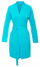 DKaren Ines- Elegante badjas van zachte viscose-  turquoise - cadeau vrouw