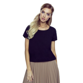 Eldar Ilza- katoen blouse met een sexy split op de rug - zwart
