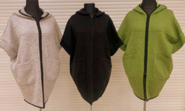 Warme, dikke sweaterjas met capuchon en rits- zwart- wolmix