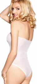 Softline - Salma - Tiul Body met Strik -Sexy Doorschijnende Body - Uitdagende Bodystocking - Erotische body - S/M - Wit- Valentijnsdag cadeau -