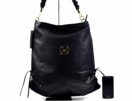 Laura Biaggi Dames Luxe Leer Schouder Tas in  donkere chocolade kleur