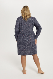 Italian Fashion Flora dames nachthemd lange mouwen- marineblauw