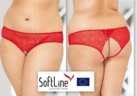 Softline- slipje open kruis- rood- grote maten