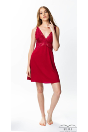 Mewa - Valentina- nachtjurkie- bordeaux rood met kant